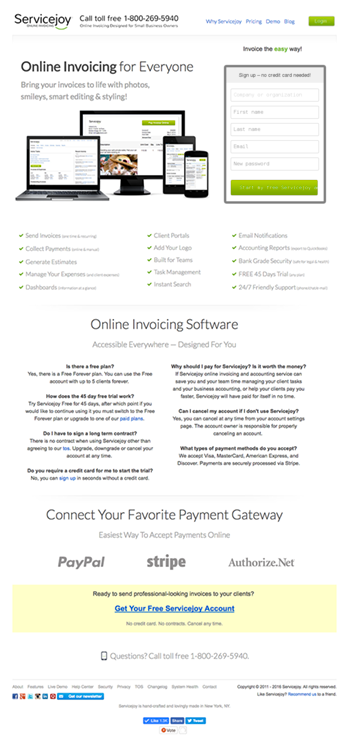 Servicejoy Invoicing Software Old Website
